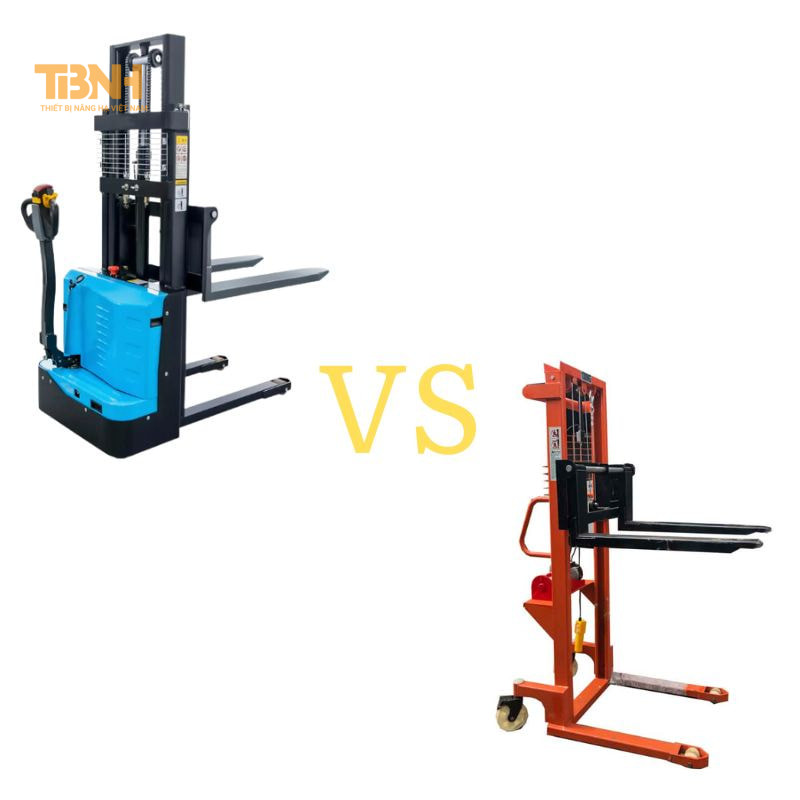 So sánh xe nâng pallet cơ và xe nâng tay điện So sánh xe nâng pallet cơ và xe nâng tay điện