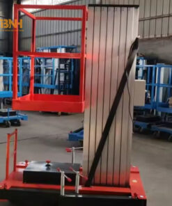 Xe nâng người cột buồm bán tự hành hợp kim nhôm 6 đến 18m 4 Thân xe bao gồm cột buồm thẳng đứng, hệ thống nâng hạ, ắc quy