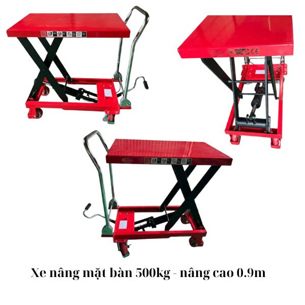 Xe nâng mặt bàn tải trọng 500kg, nâng cao 0.9m 