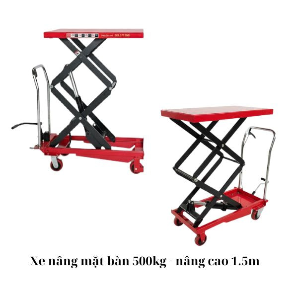 Xe nâng mặt bàn 500kg, nâng cao 1.5m 