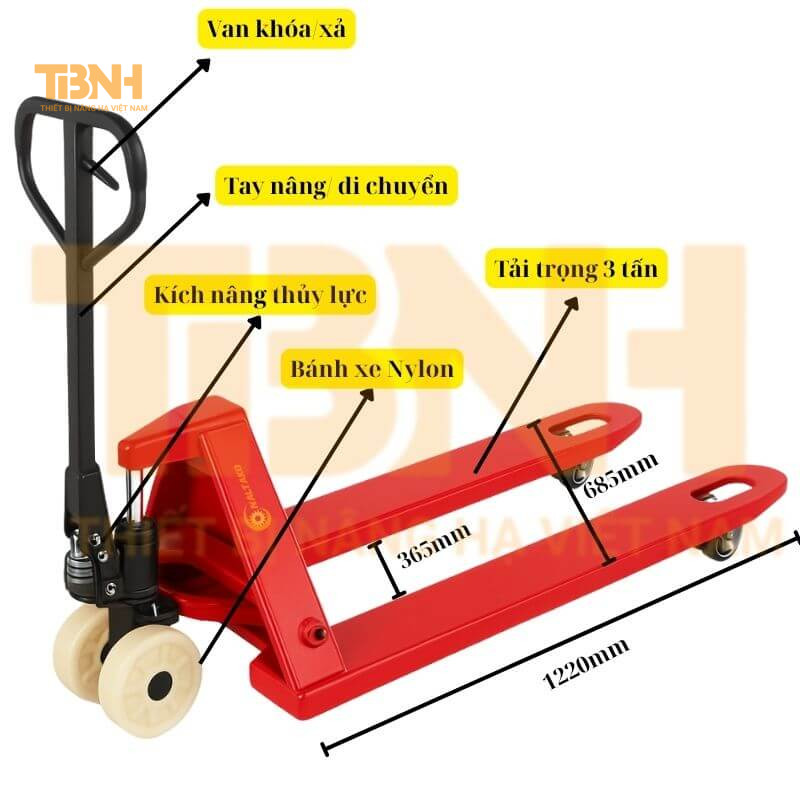Xe nâng tay thấp 3 tấn 23 Xe nâng tay thấp 3 tấn, bánh Nylon, càng rộng