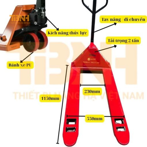 xe nang tay thap 2 tan banh nylon cang hep