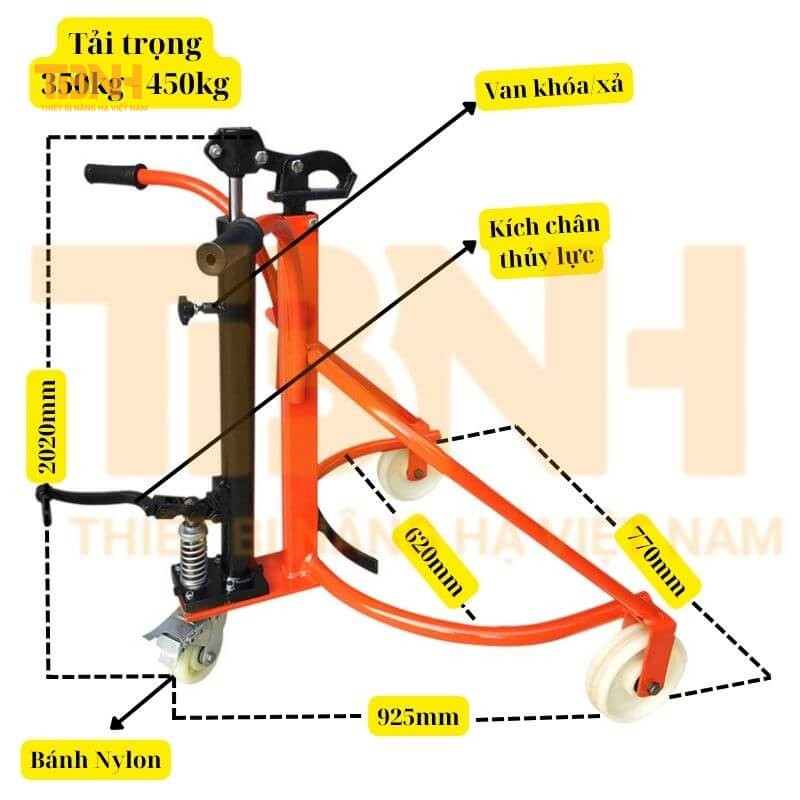 Xe nâng thùng phuy bằng tay 350kg - 450kg 5 Giới thiệu chung về xe nâng thùng phuy