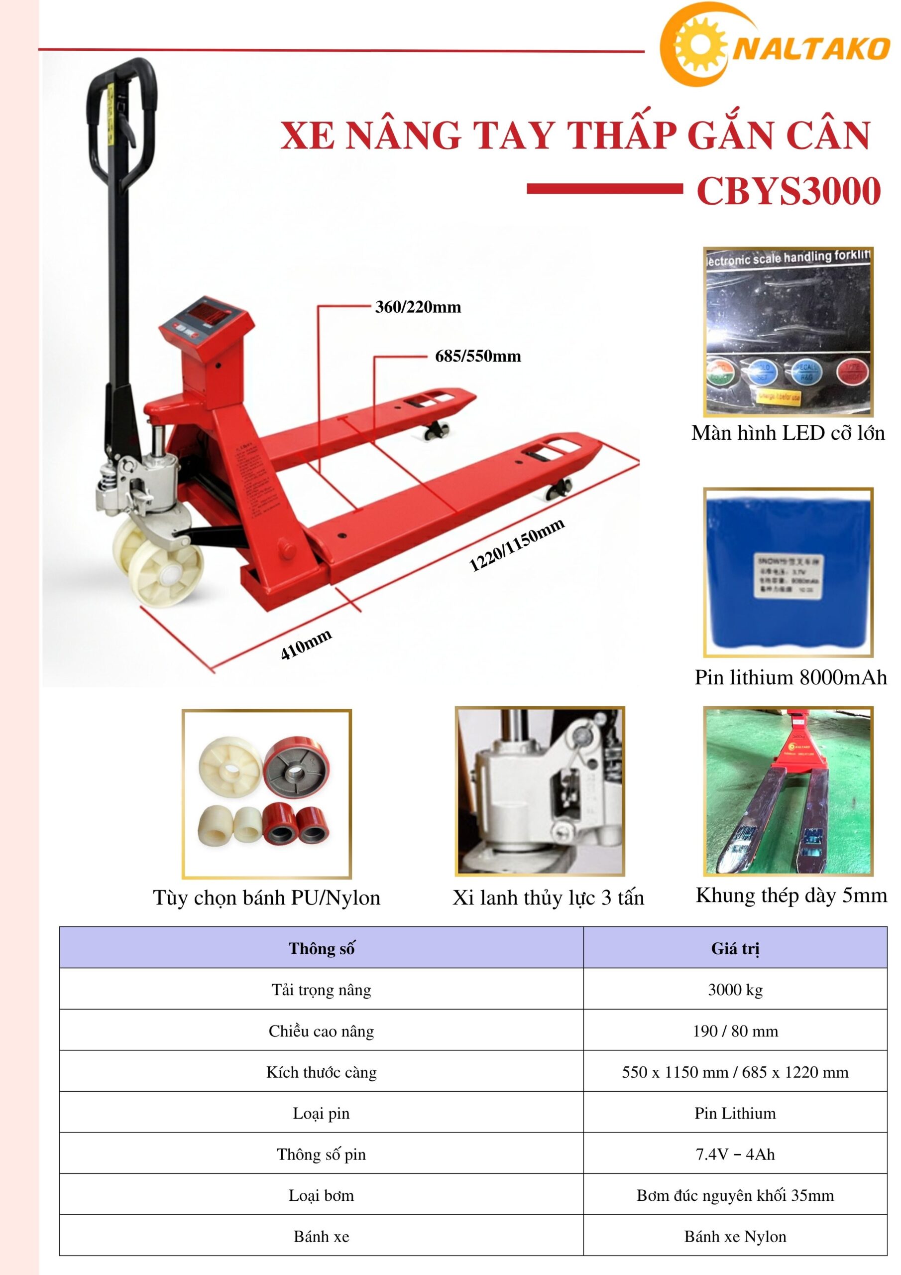 Catalog xe nâng tay thấp có gắn cân điện tử