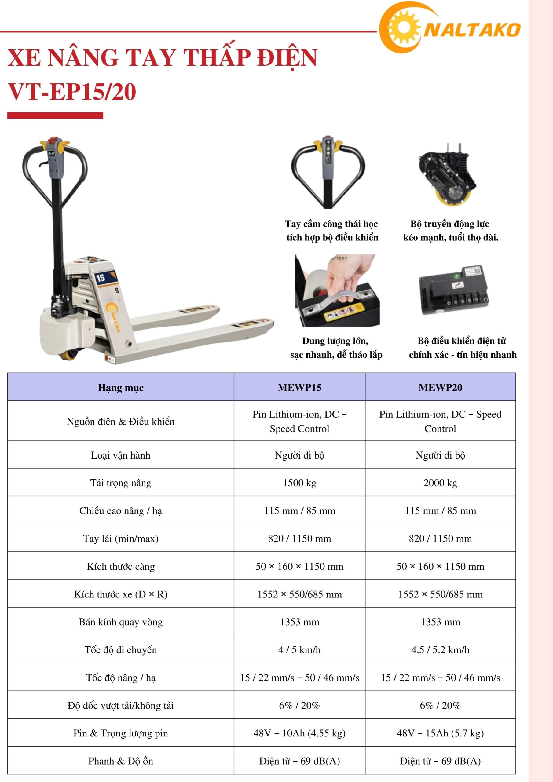 Xe nâng tay thấp điện 2 tấn 12 Catalog xe nâng tay thấp điện