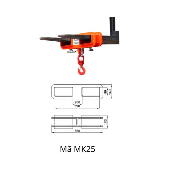Móc cẩu càng xe nâng 10 Móc cẩu mã MK25