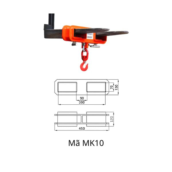 Móc cẩu càng xe nâng 9 Móc cẩu mã MK10