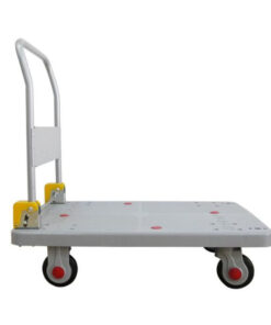 Xe nâng hàng mặt bàn nhựa được cấu tạo từ các vật liệu chất lượng, tay cầm có thể gấp gọn